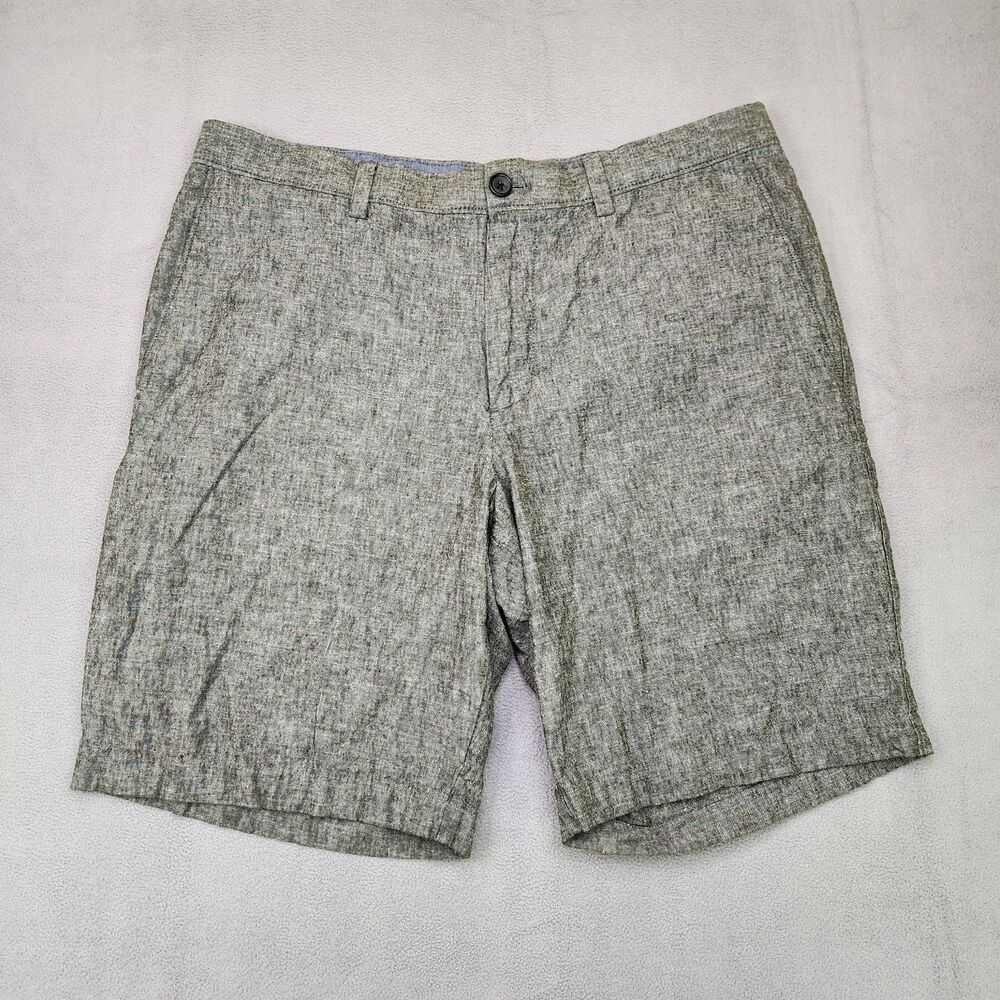 Banana Republic Linen Blend Aiden Shorts Men's‎ 34 Gray Chino Casual Preppy 10"